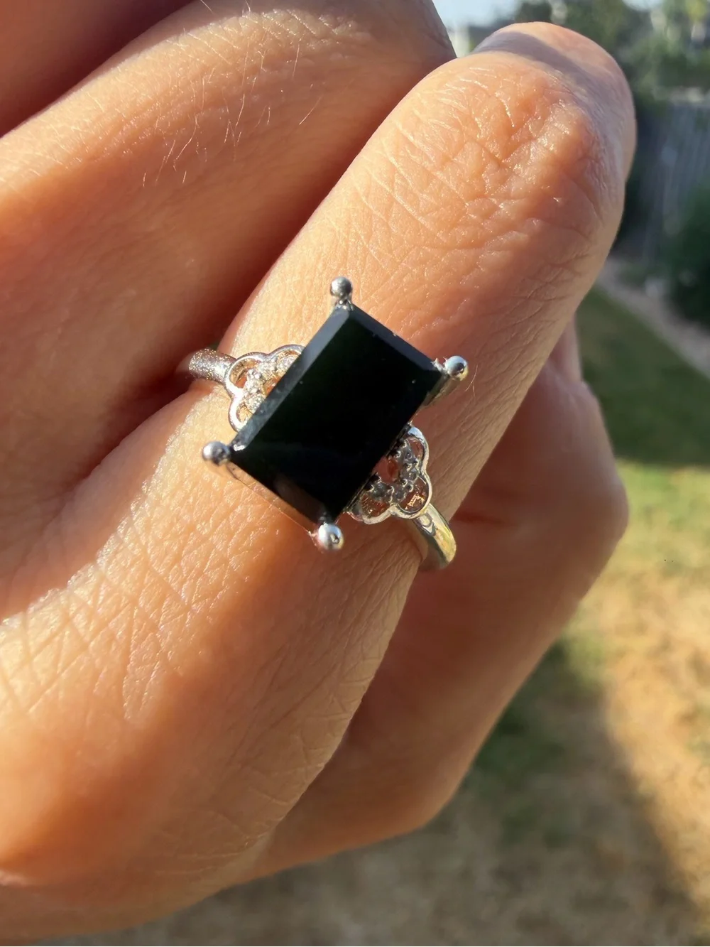 Certified High quality Natural Type A Burmese Black Jadeite (Mo Cui) Ring